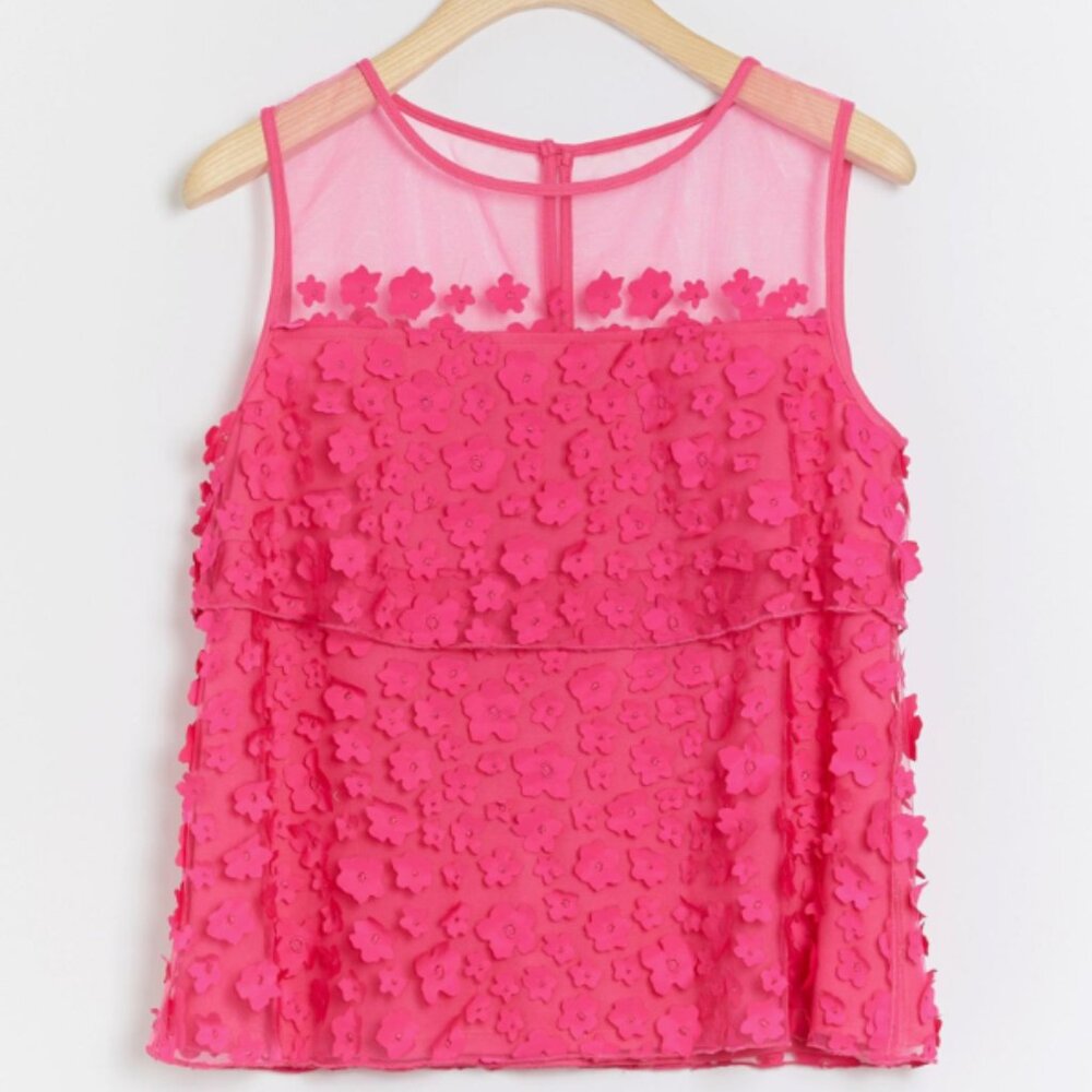 Anthropologie Eva Franco "Shonnie" Pink Floral Applique Tank